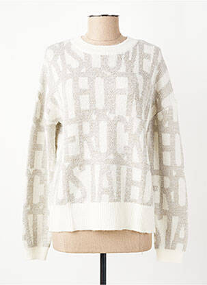 Pull maille ajourée manches longues blanc IKKS femme