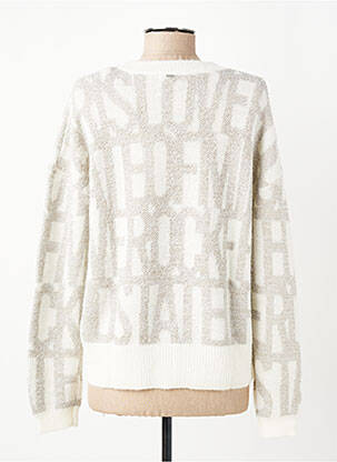 Pull maille ajourée manches longues blanc IKKS femme