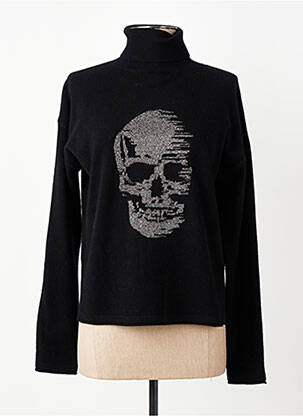 Pull col roulé coupe droite manches longues noir IKKS femme