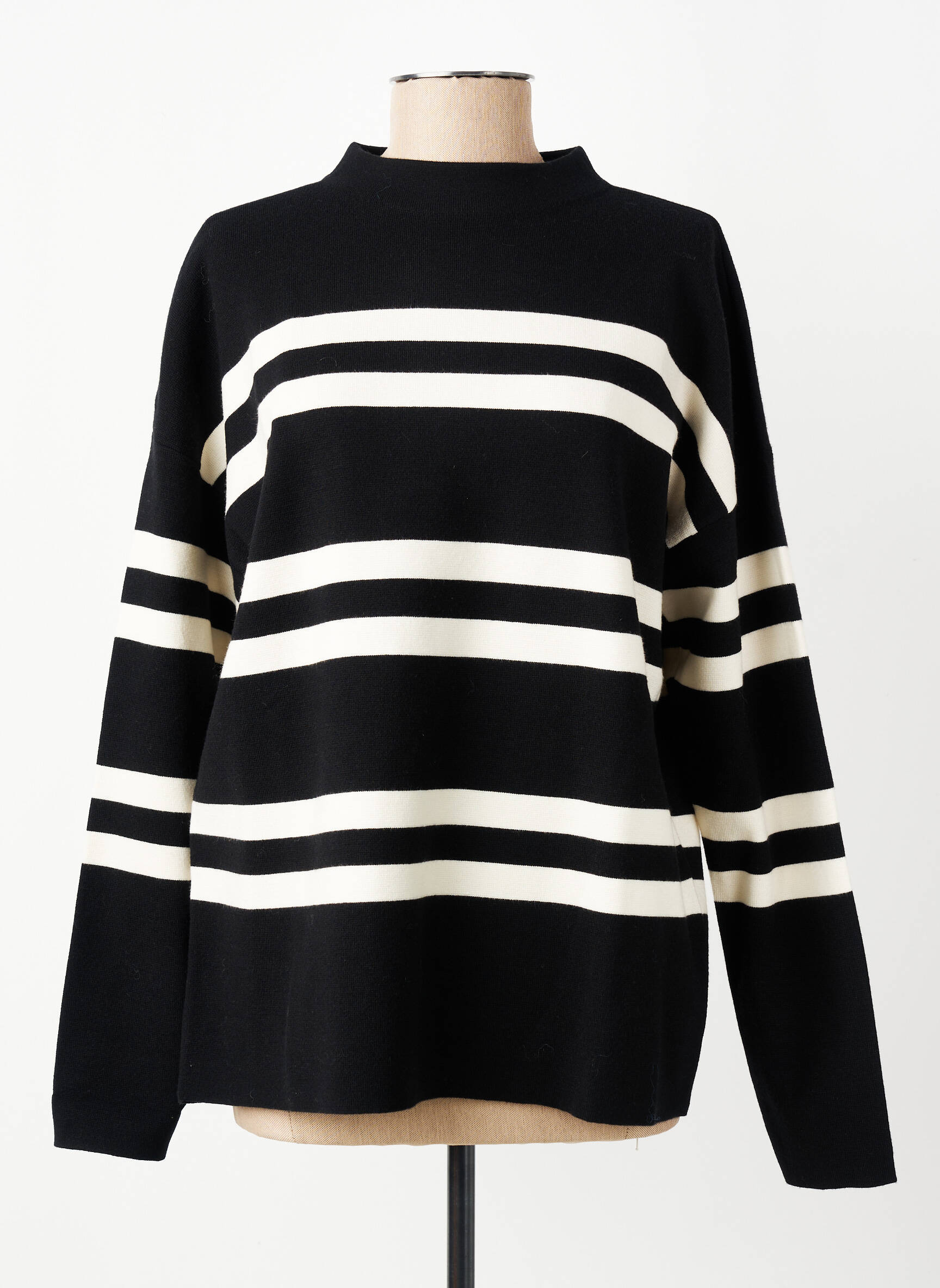Pull stretch manches longues noir YAYA femme
