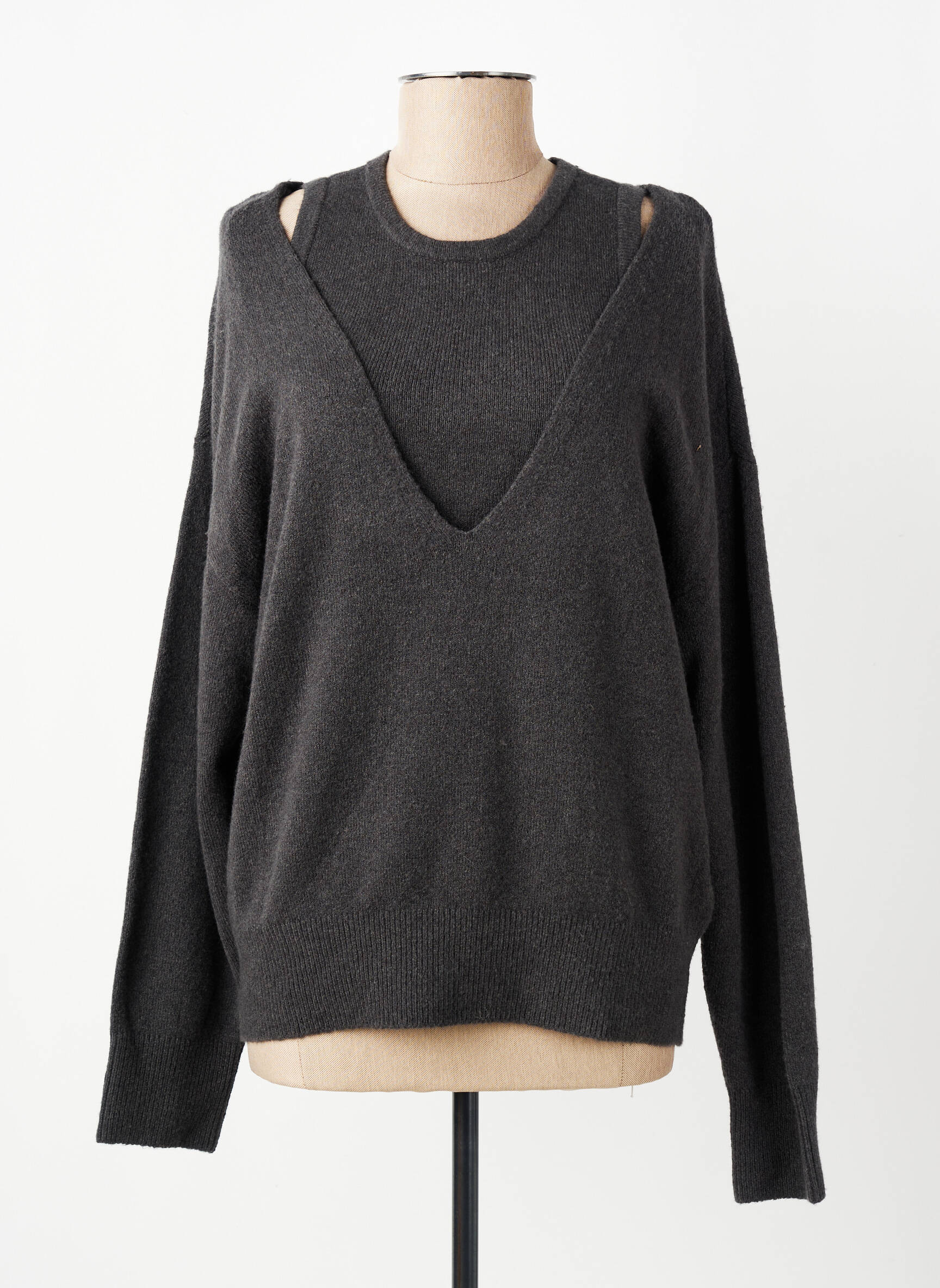 Twin-set col v gris YAYA femme