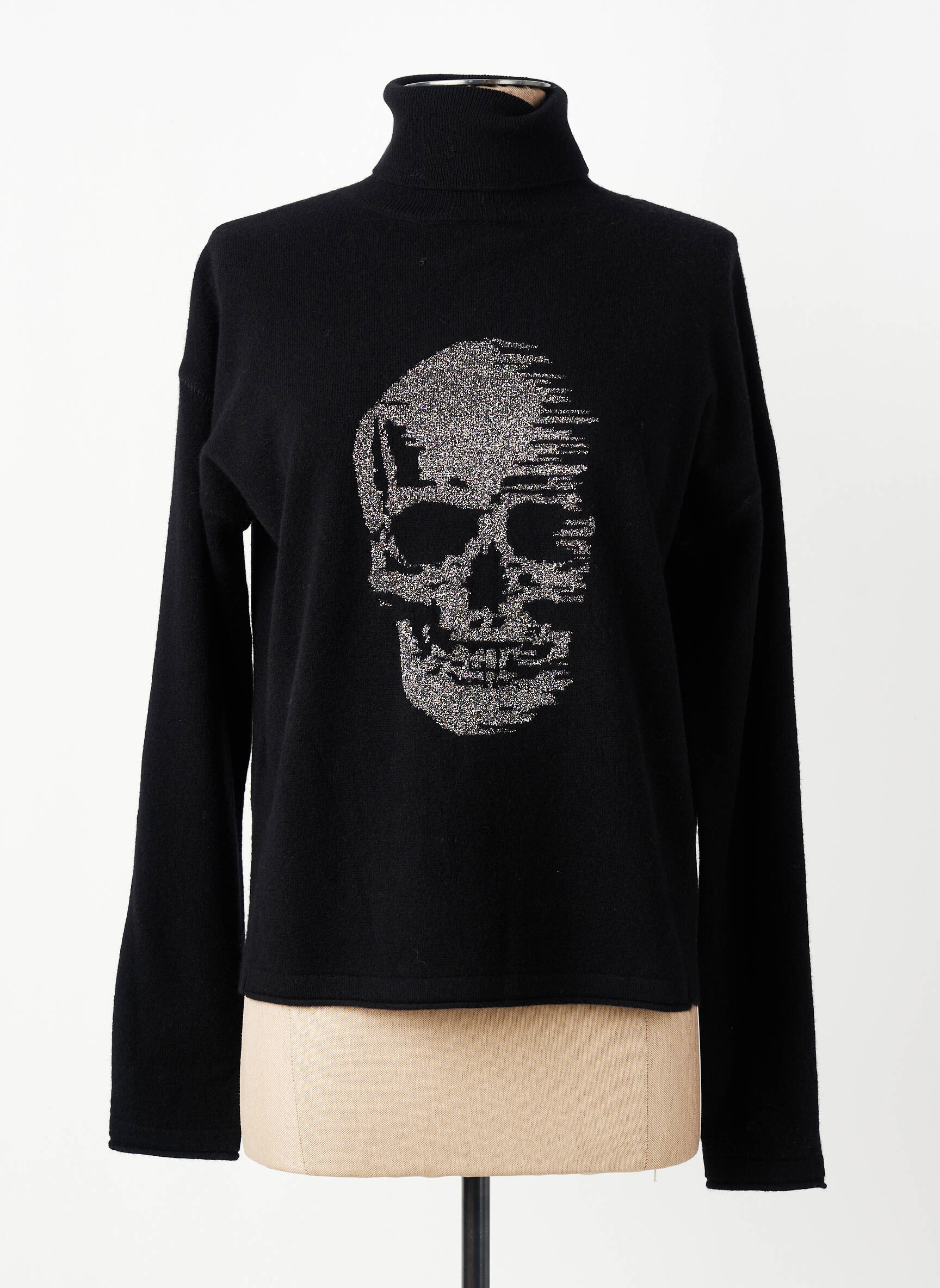 Pull col roulé coupe droite manches longues noir IKKS femme