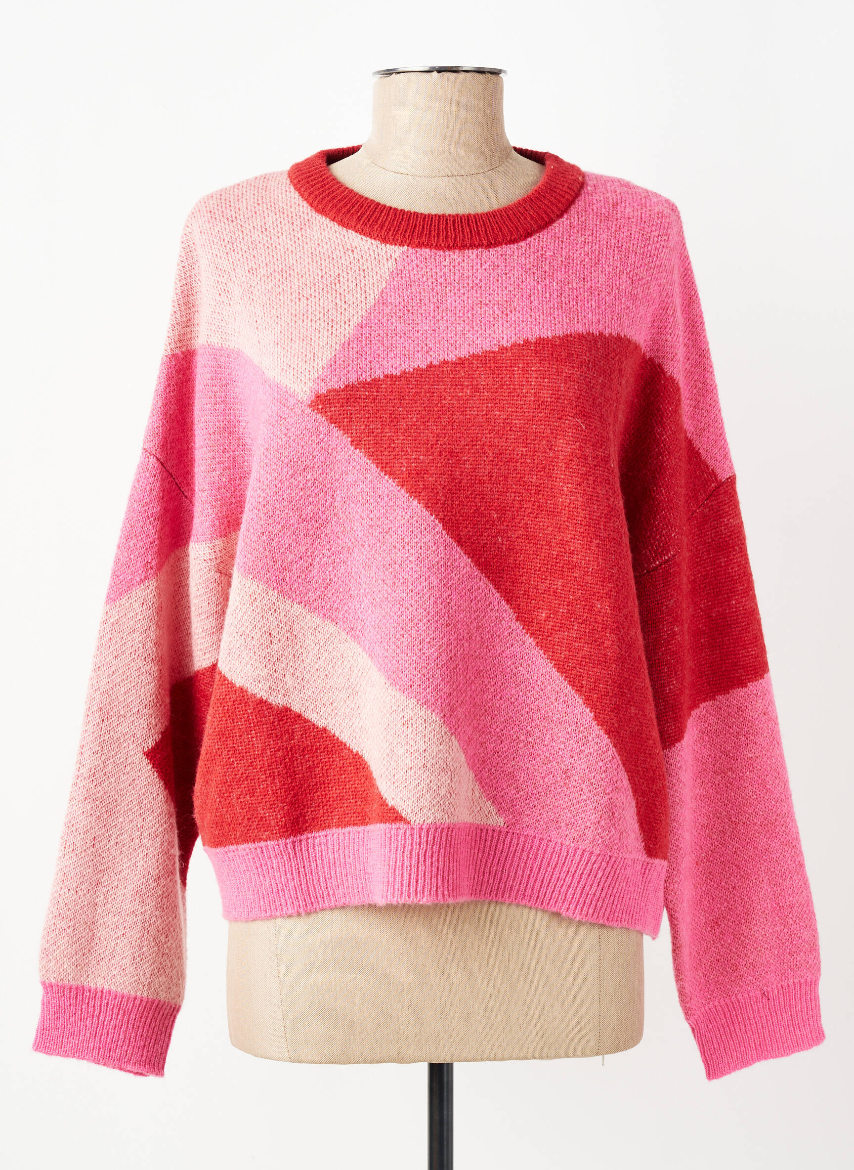 Pull stretch manches longues rouge I.CODE (By IKKS) femme