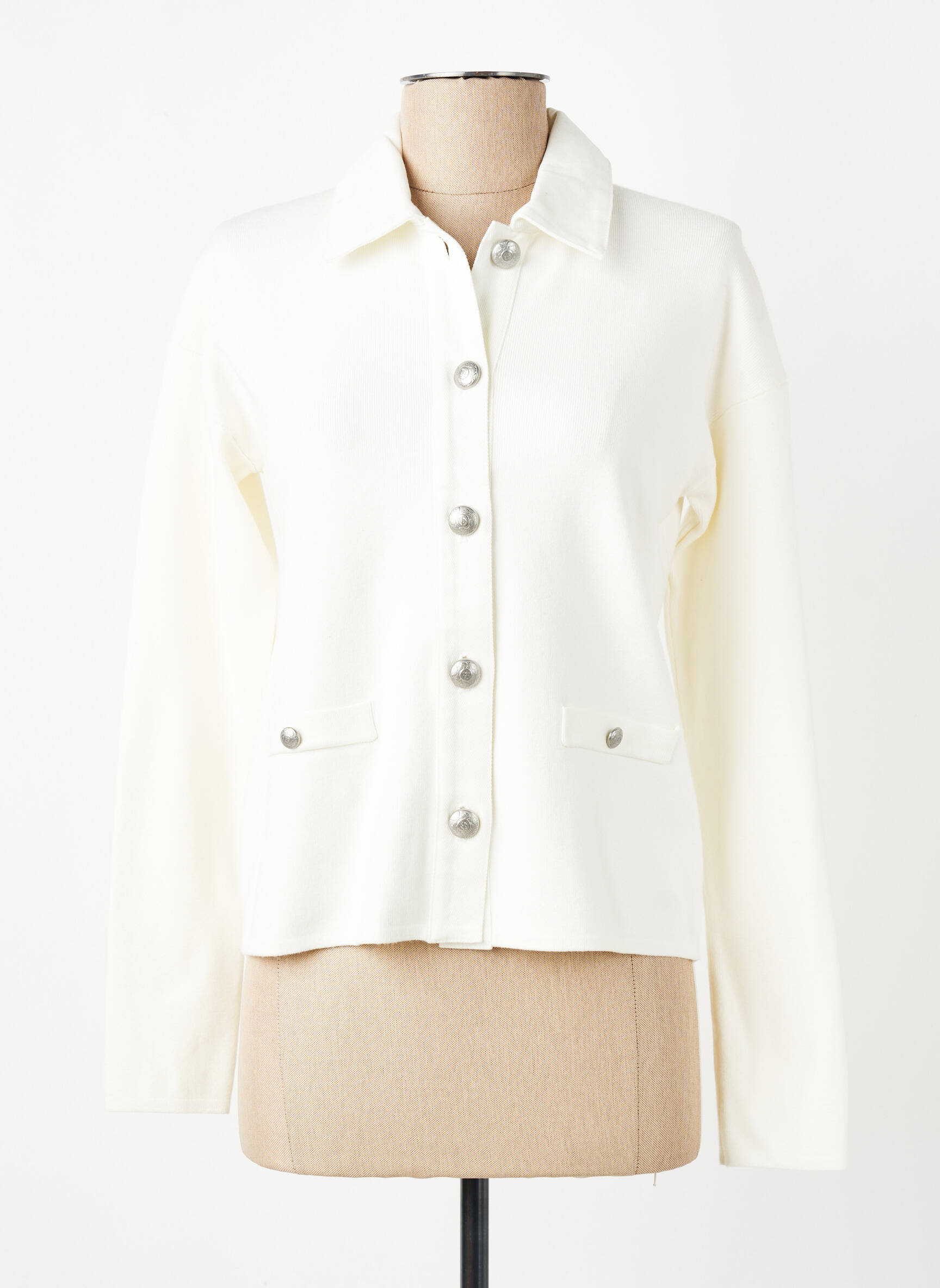 Veste chic fausses poches blanc IKKS femme