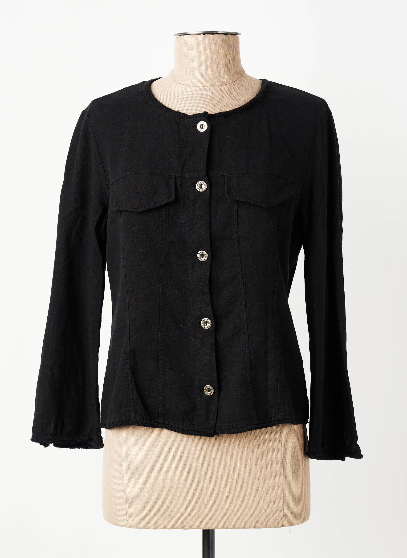 Veste casual col rond noir MALOKA femme