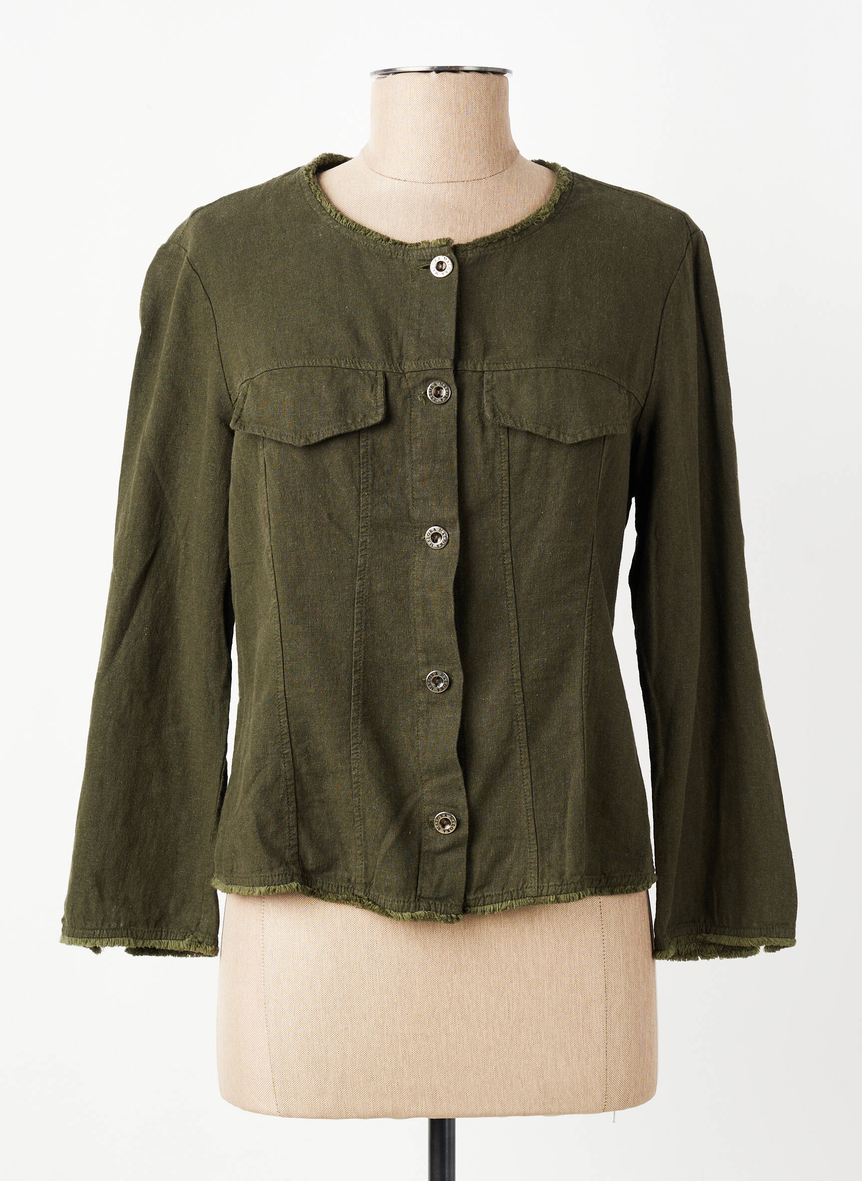 Veste casual col rond vert MALOKA femme