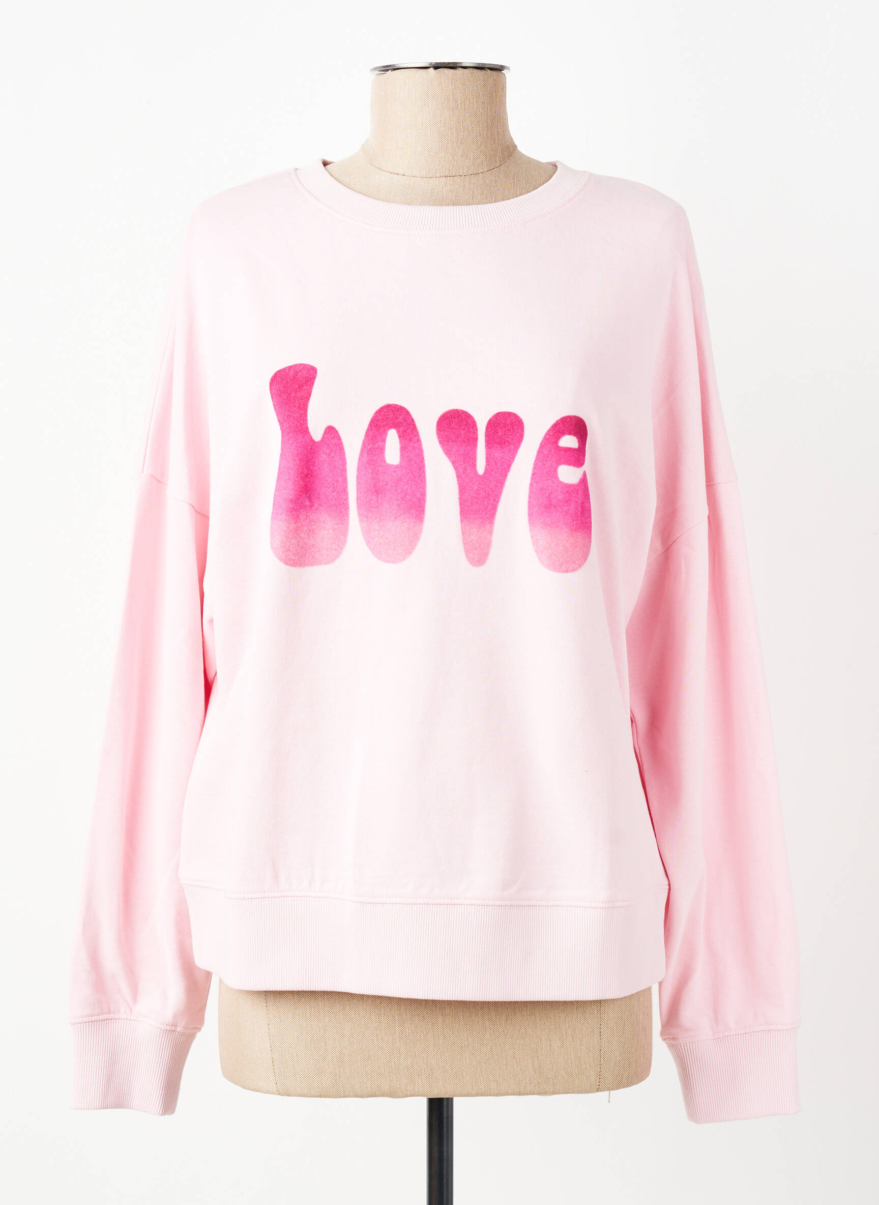 Sweat-shirt stretch manches longues rose FIVE femme