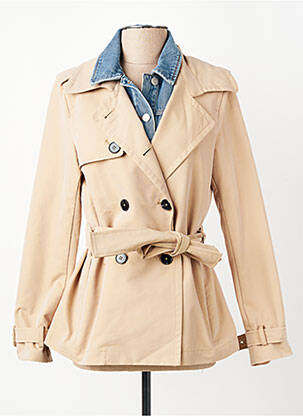 Trench tissage popeline sans capuche beige IKKS femme