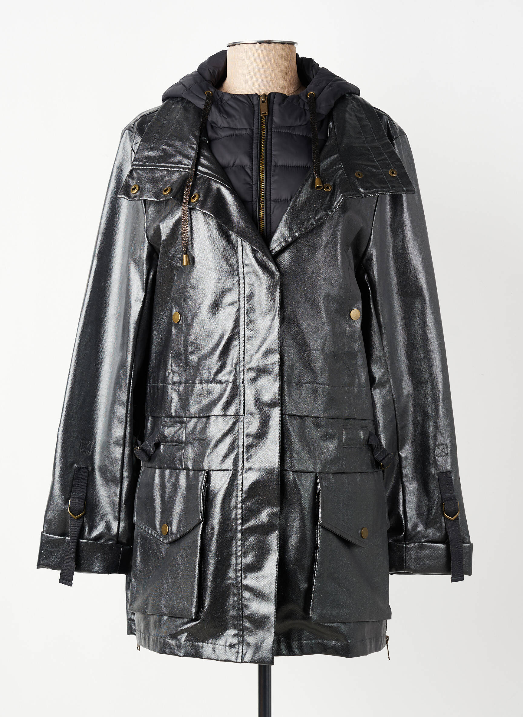 Imperméable poches a capuche gris ONE STEP femme