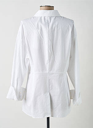 Chemisier tissage popeline manches longues blanc YAYA femme