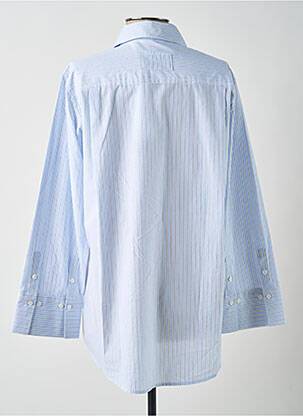 Chemisier tissage popeline manches longues bleu YAYA femme