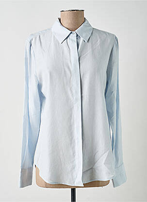 Chemisier tissage popeline manches longues bleu YAYA femme