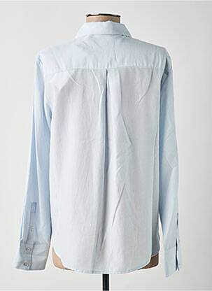 Chemisier tissage popeline manches longues bleu YAYA femme