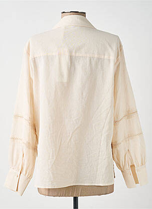 Chemisier tissage popeline manches longues beige YAYA femme