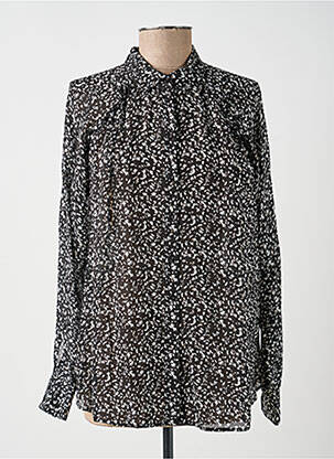 Chemisier tissage crêpe manches longues noir IKKS femme