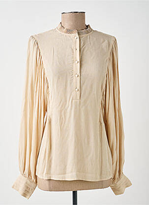 Blouse tissage popeline manches longues beige YAYA femme