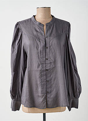 Chemisier col mao manches longues gris YAYA femme