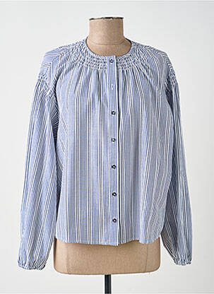 Chemisier coupe droite manches longues bleu YAYA femme