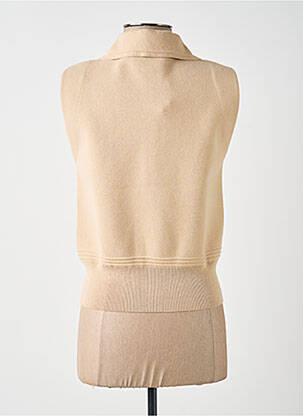 Pull coupe cintrée sans manche beige YAYA femme