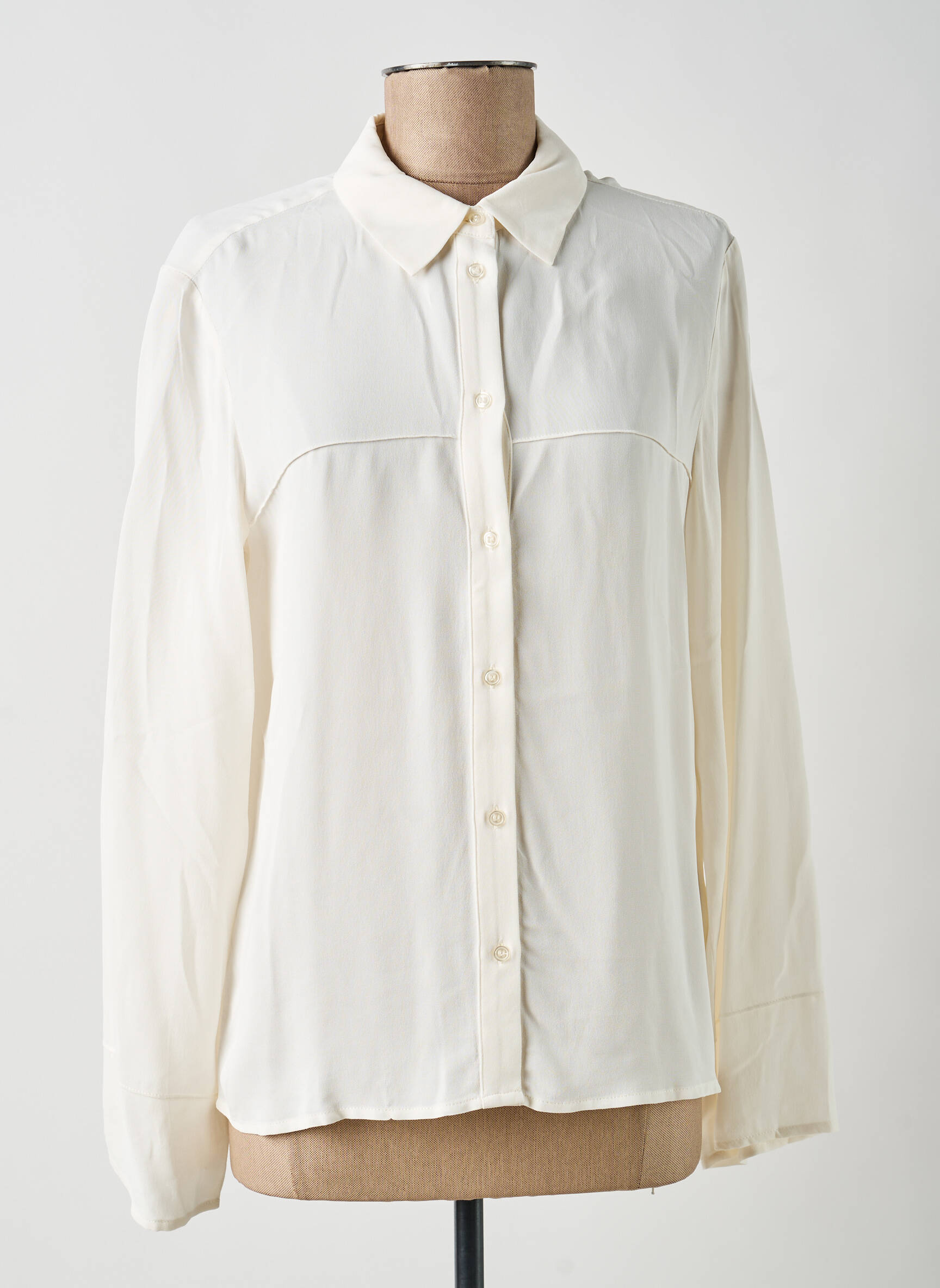 Chemisier tissage crêpe manches longues blanc YAYA femme