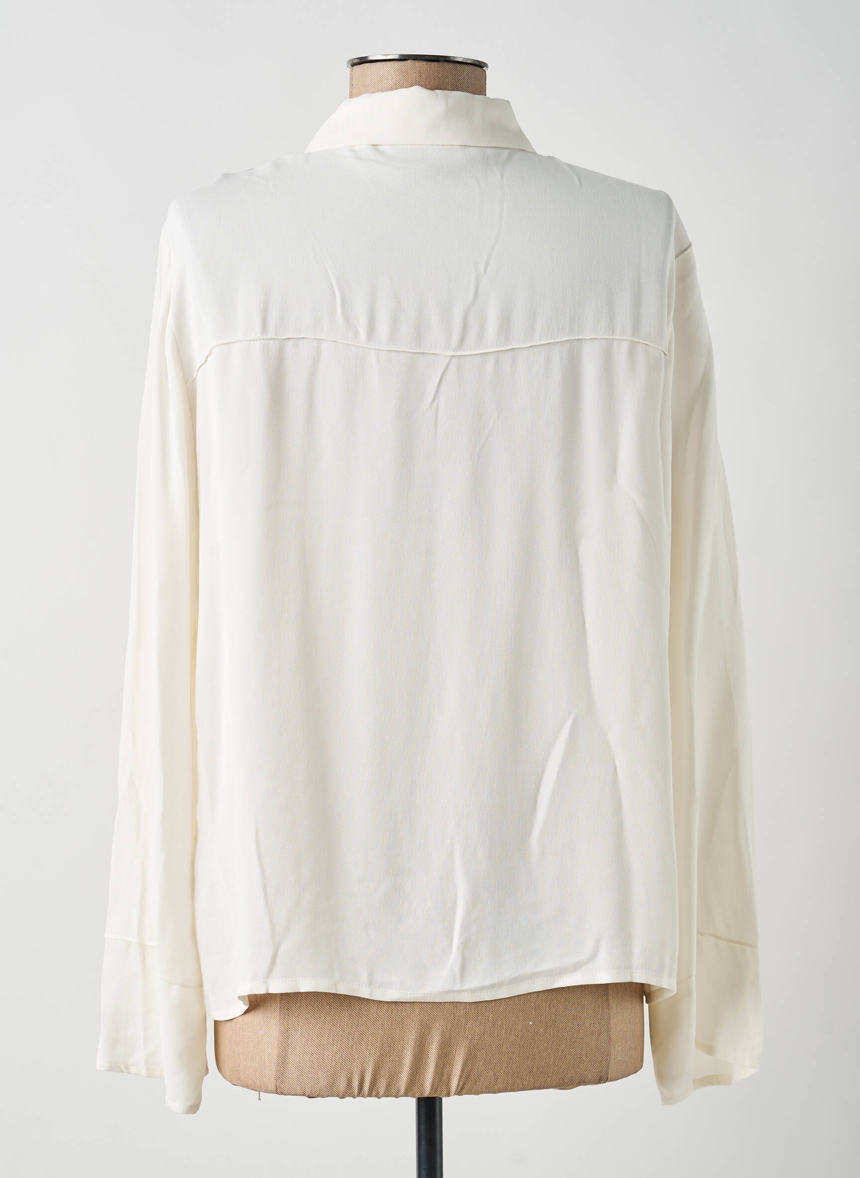 Chemisier tissage crêpe manches longues blanc YAYA femme
