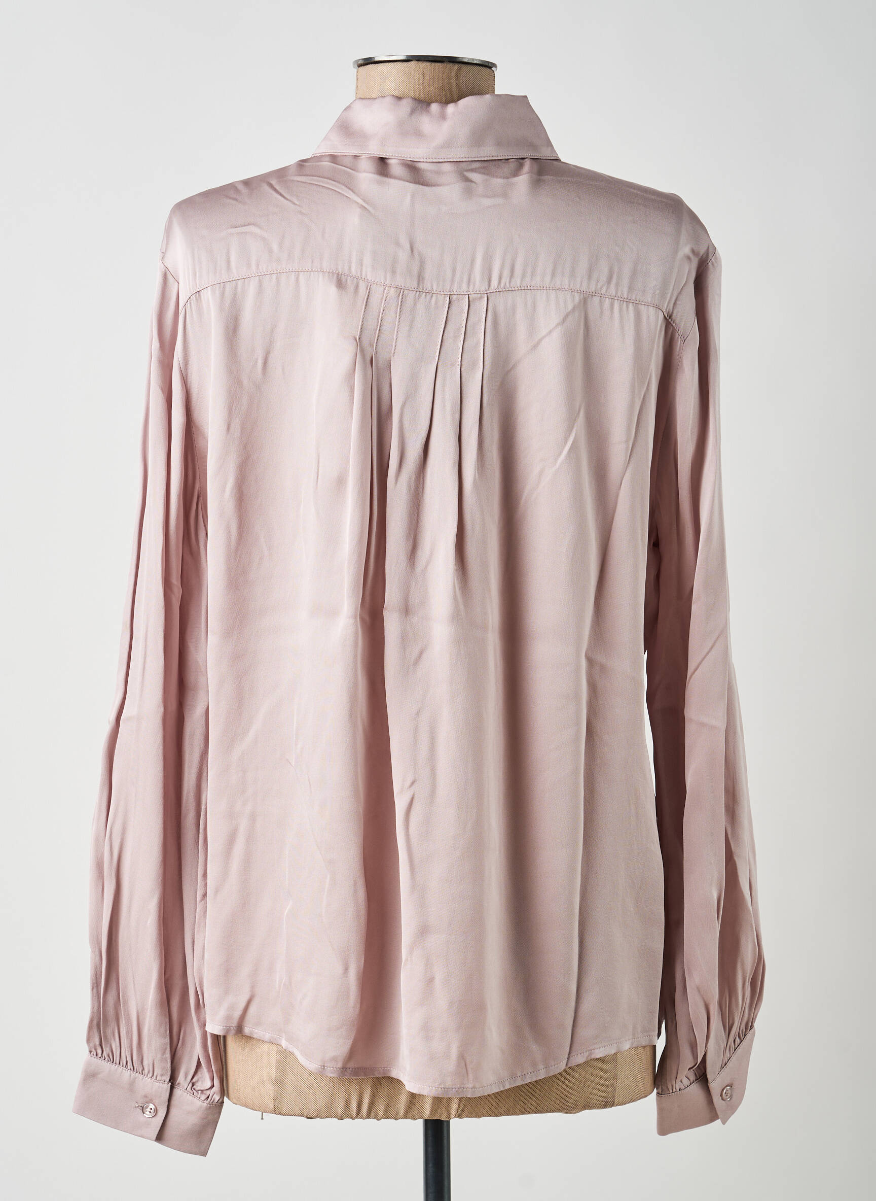 Chemisier tissage popeline manches longues rose YAYA femme