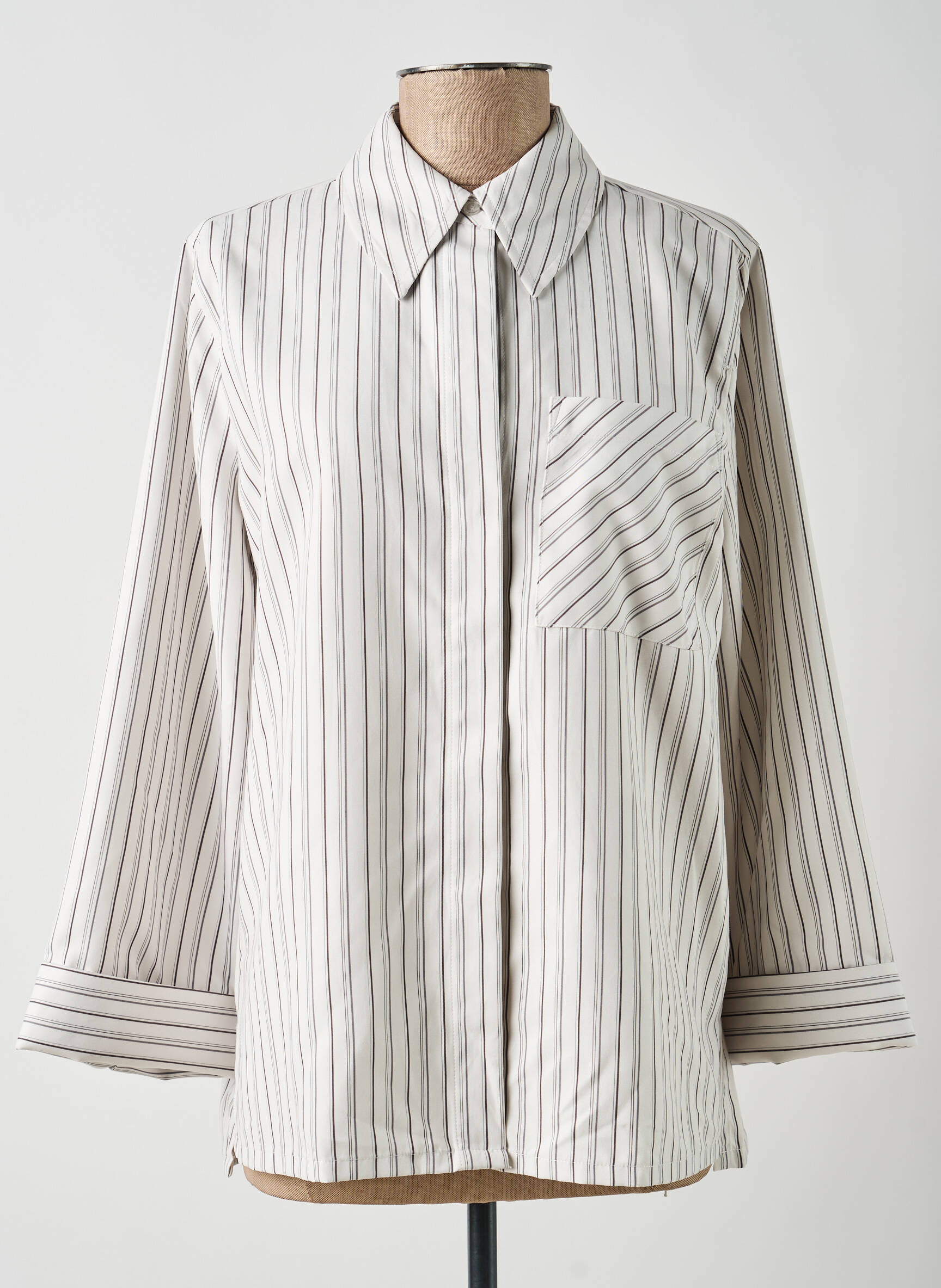 Chemisier coupe droite manches longues blanc YAYA femme