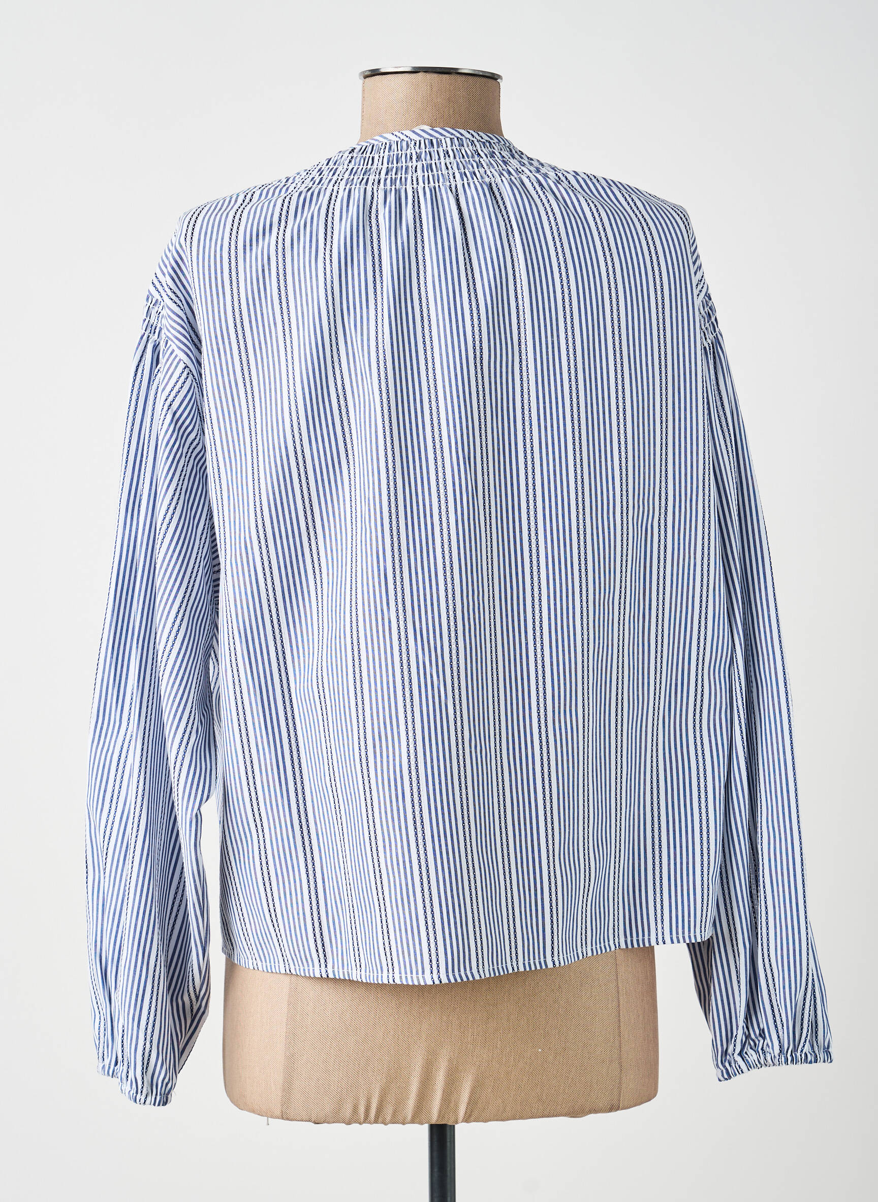 Chemisier coupe droite manches longues bleu YAYA femme