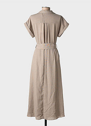 Robe longue manches courtes manches courtes marron YAYA femme