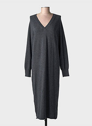 Robe pull col v manches longues gris YAYA femme
