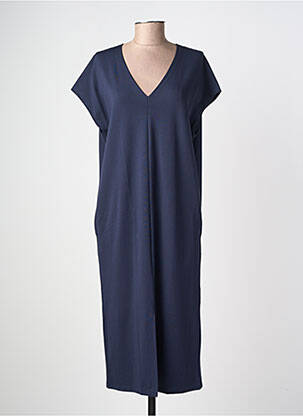 Robe mi-longue manches courtes manches courtes bleu YAYA femme