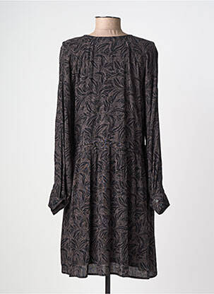 Robe mi-longue imprimé fleurs manches longues gris YAYA femme