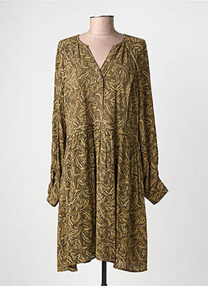 Robe mi-longue imprimé fleurs manches longues vert YAYA femme