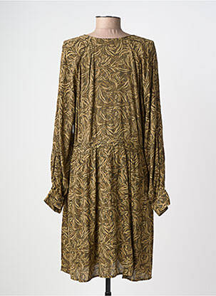 Robe mi-longue imprimé fleurs manches longues vert YAYA femme