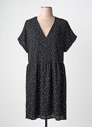 Robe mi-longue coupe fluide manches courtes noir I.CODE (By IKKS) femme