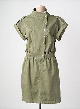Robe mi-longue manches courtes manches courtes vert IKKS femme