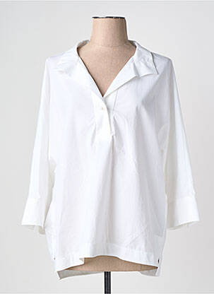 Blouse tissage popeline manches 3/4 blanc YAYA femme