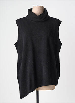 Pull tunique stretch sans manche noir YAYA femme