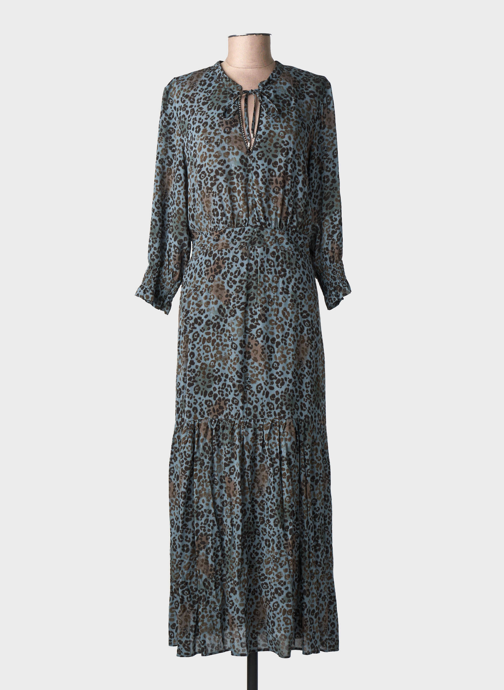 Robe longue manches longues manches longues bleu IKKS femme