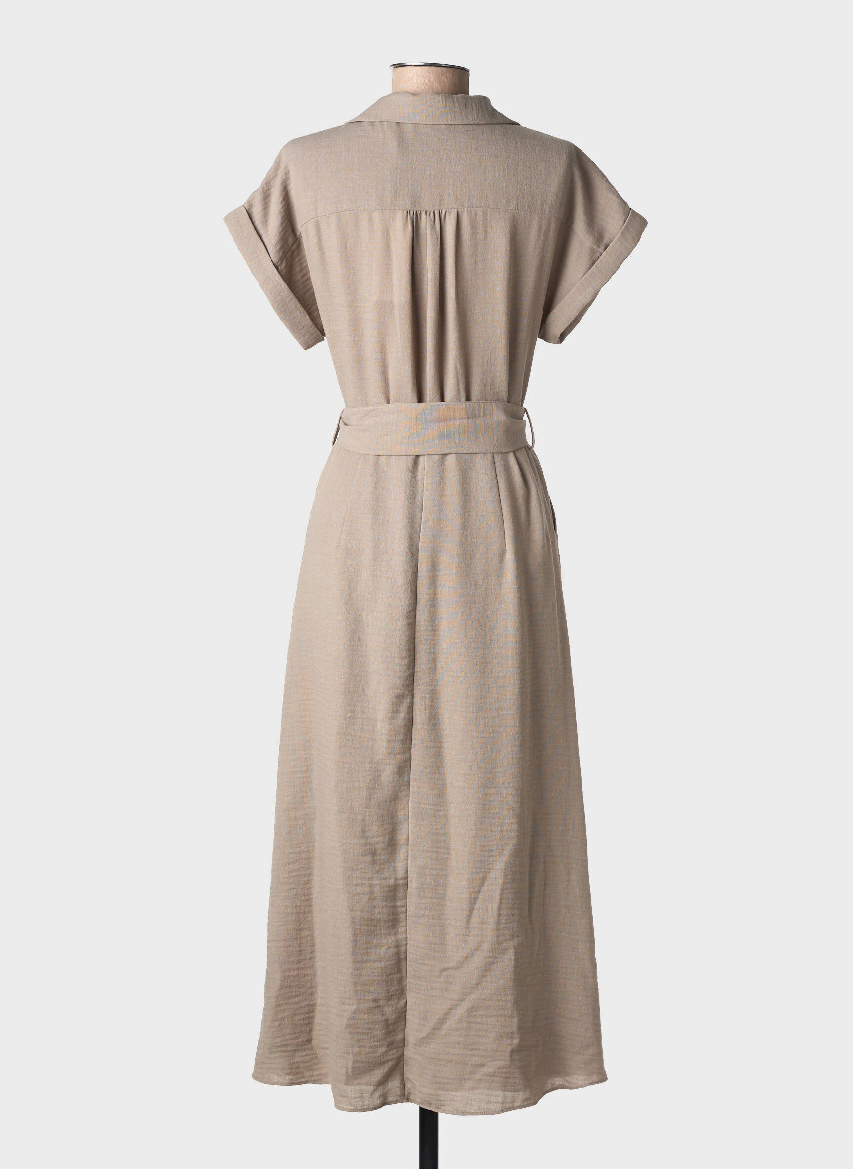 Robe longue manches courtes manches courtes marron YAYA femme