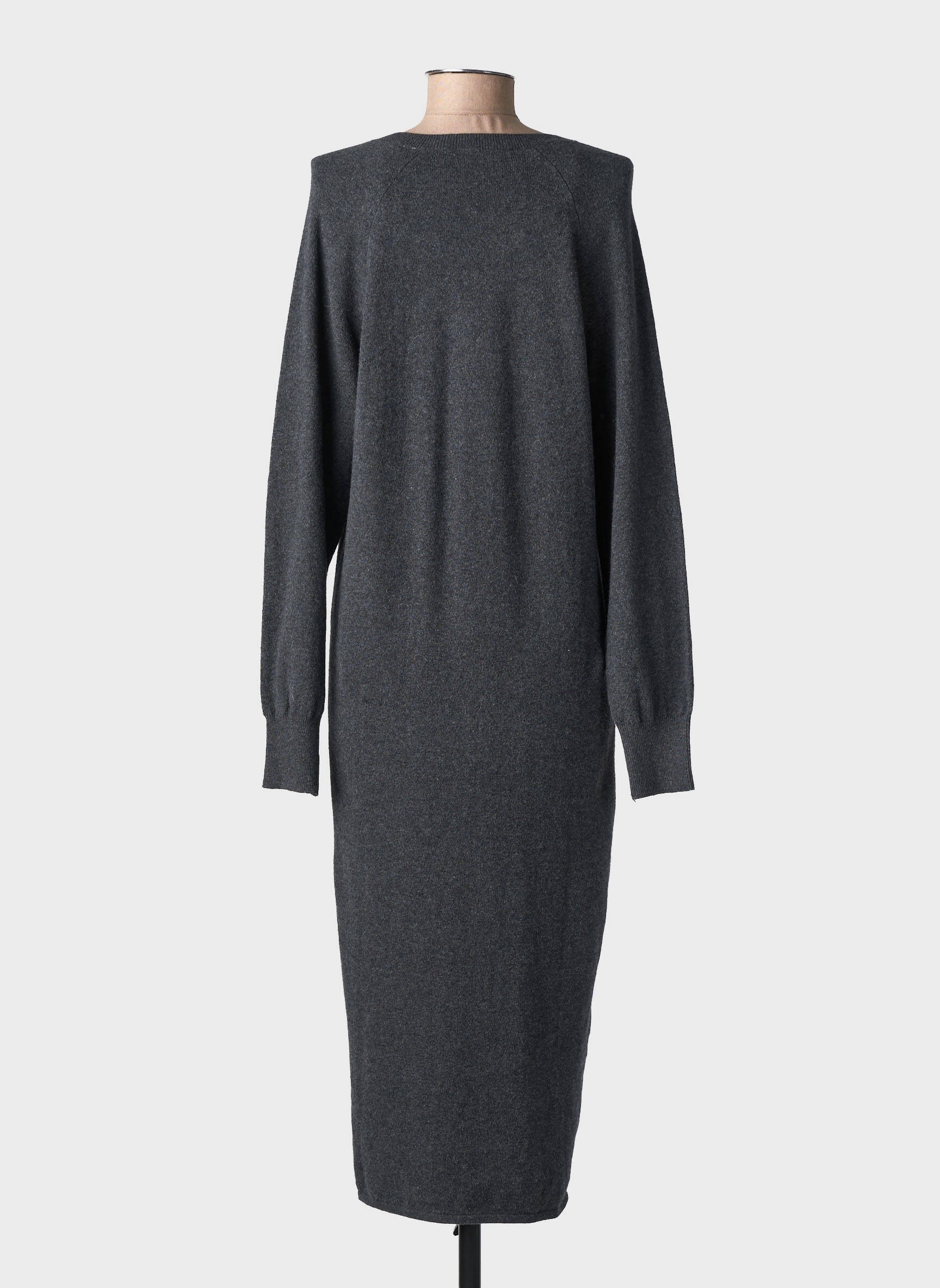 Robe pull col v manches longues gris YAYA femme