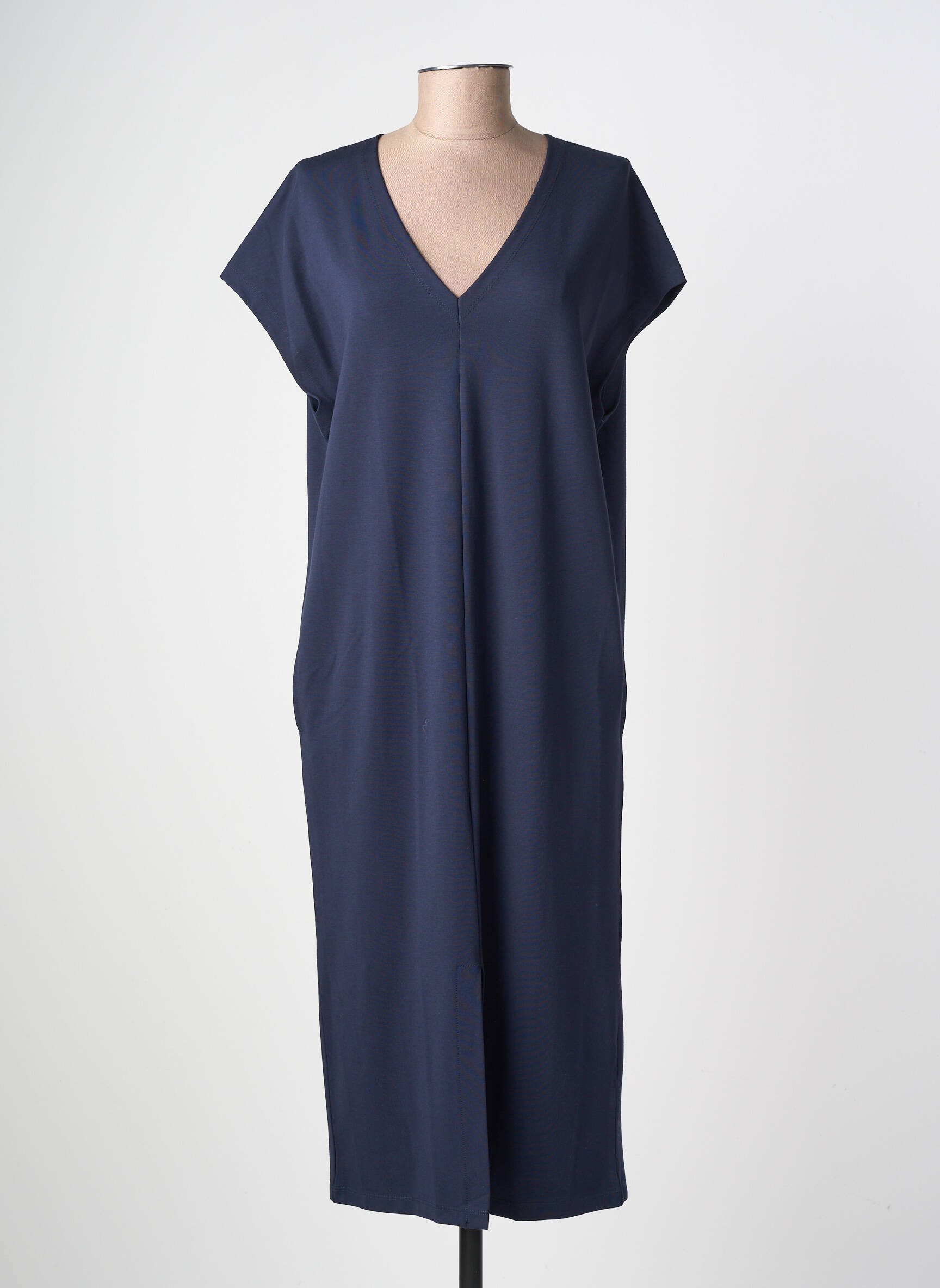 Robe mi-longue manches courtes manches courtes bleu YAYA femme