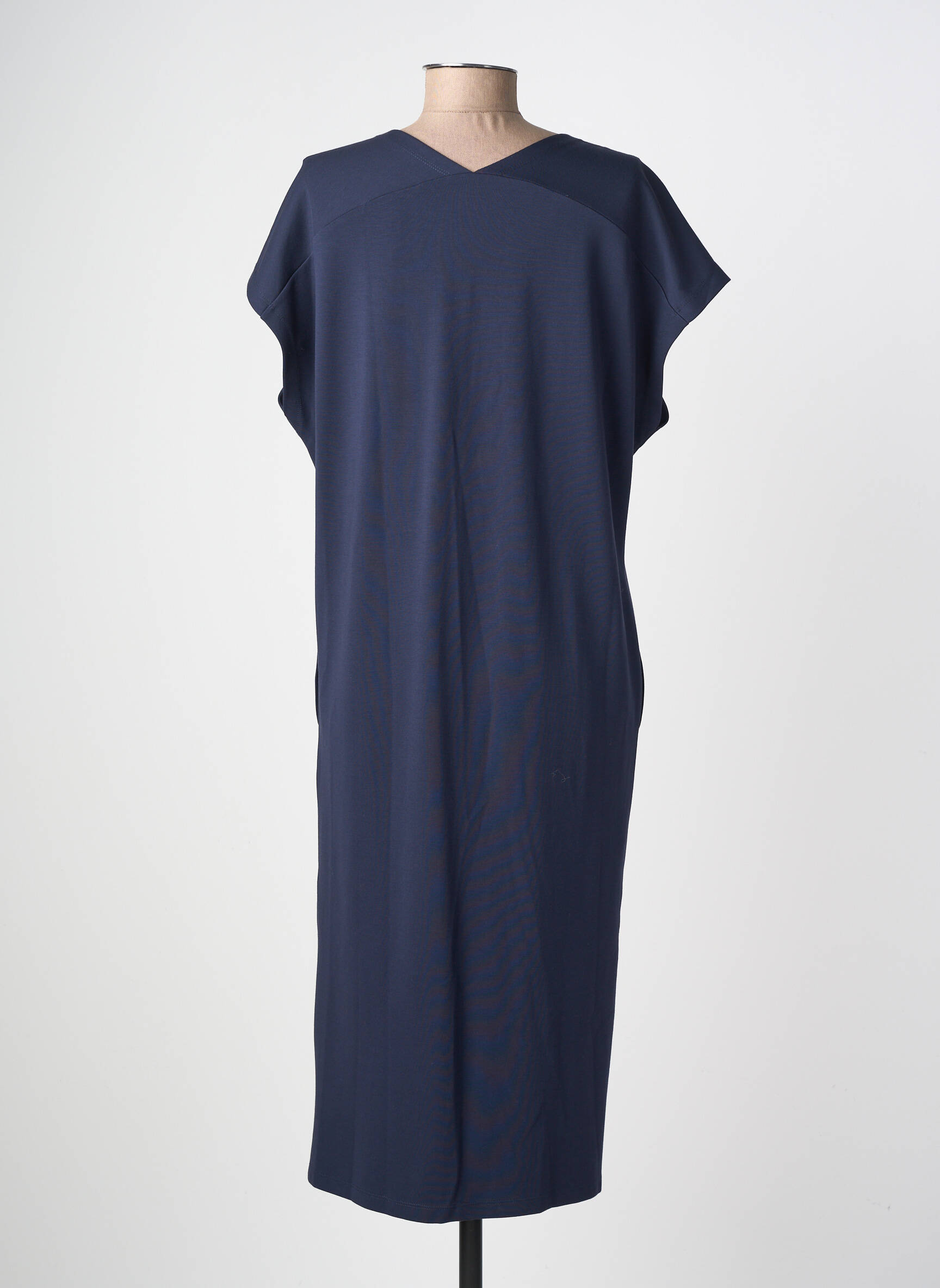 Robe mi-longue manches courtes manches courtes bleu YAYA femme
