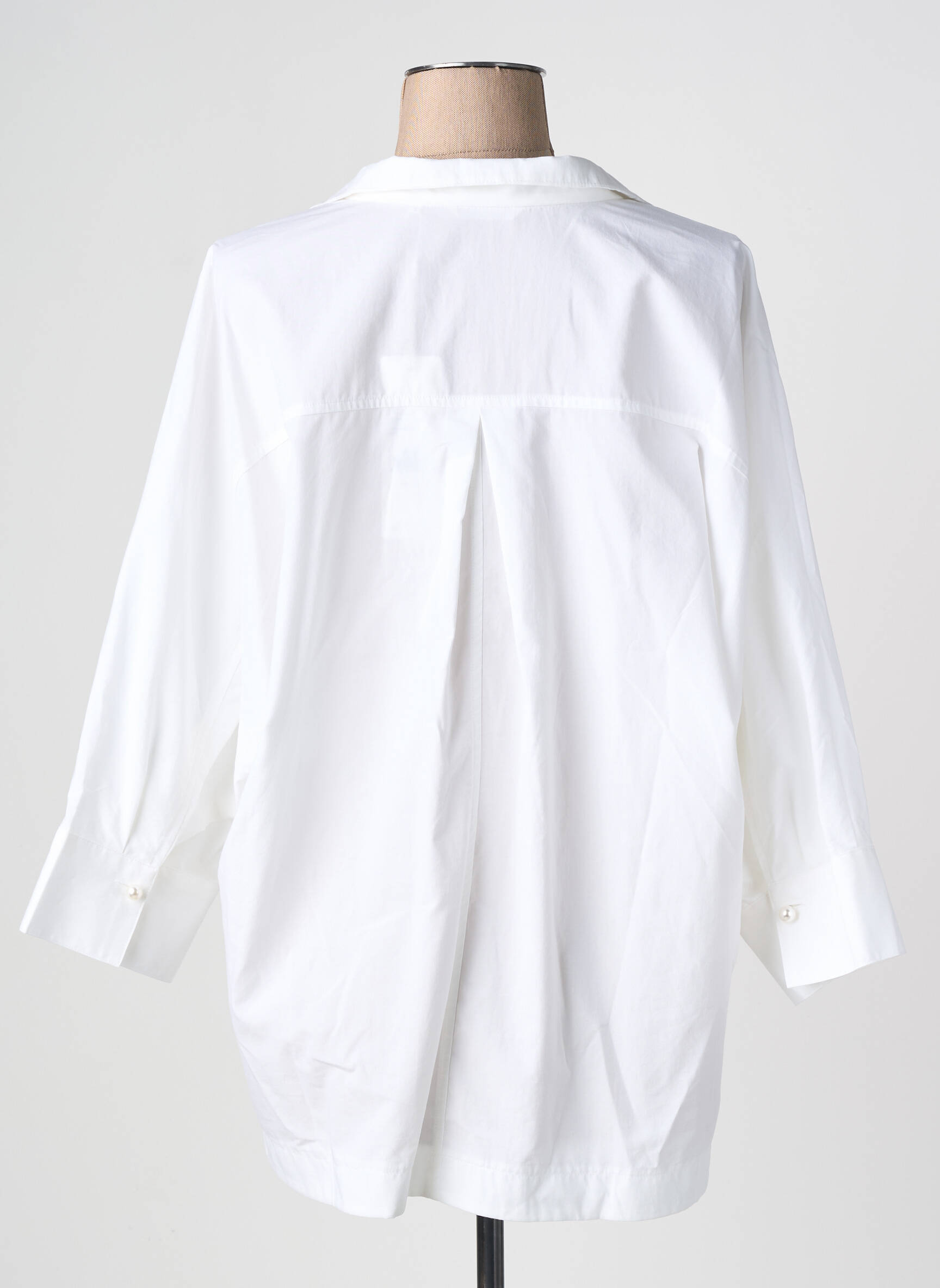 Blouse tissage popeline manches 3/4 blanc YAYA femme