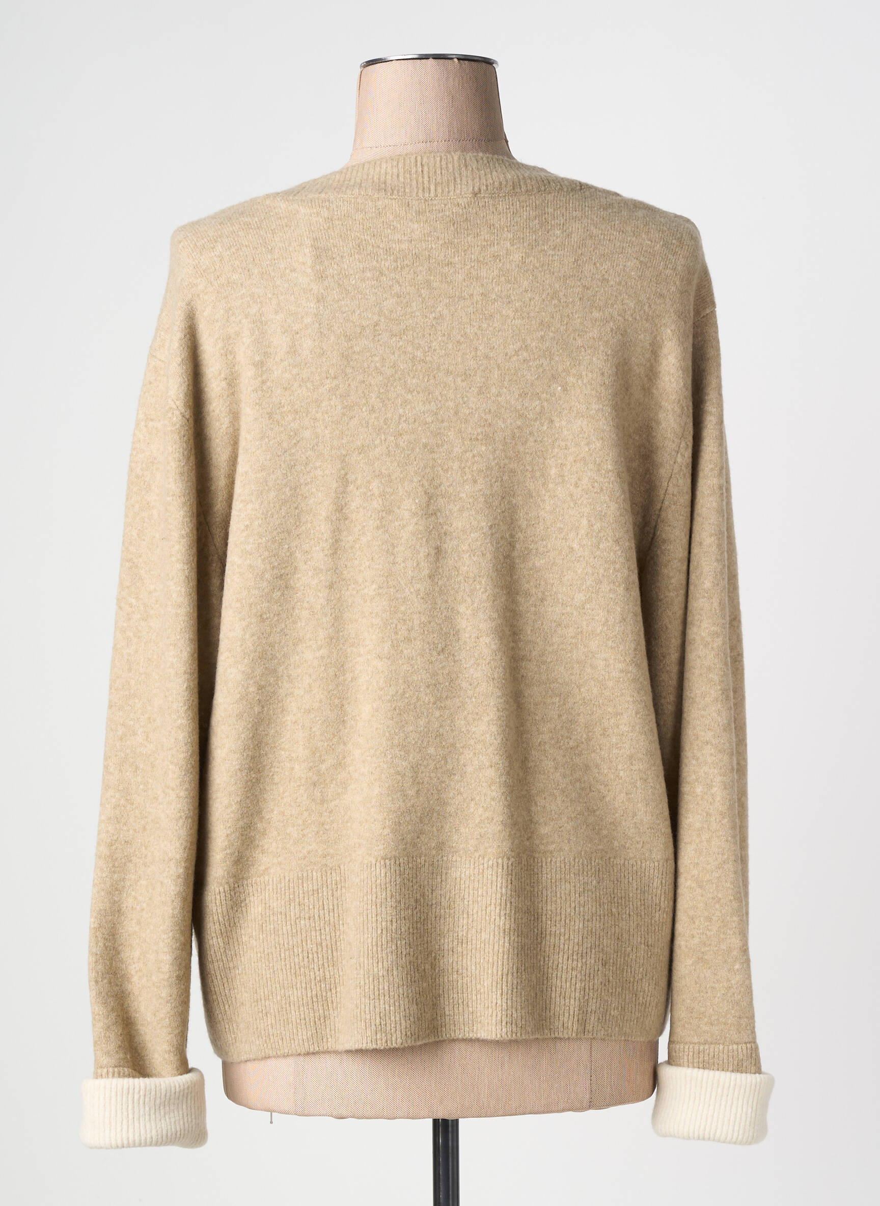 Gilet manches longues resserrée sur le bas marron YAYA femme