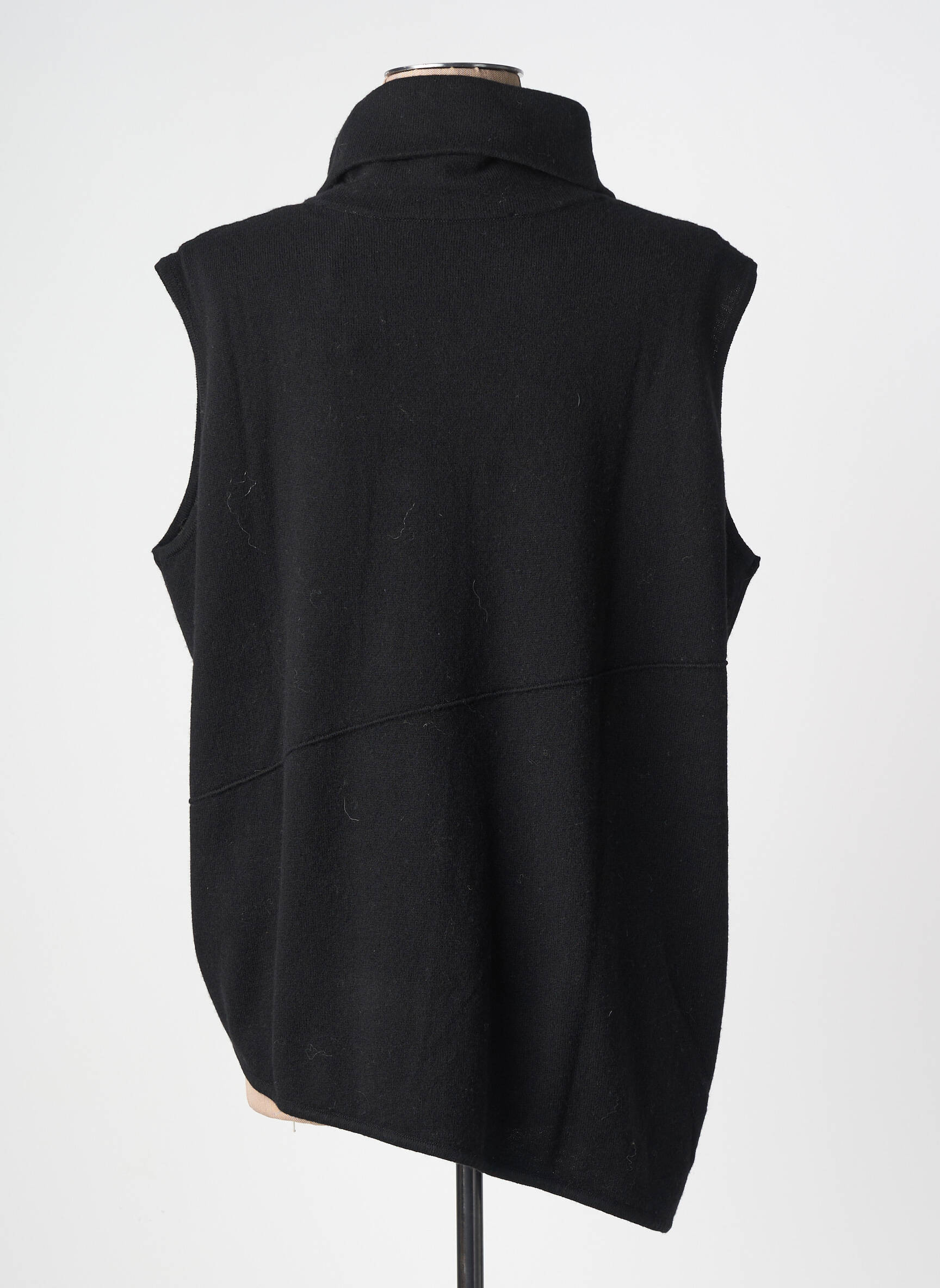 Pull tunique stretch sans manche noir YAYA femme