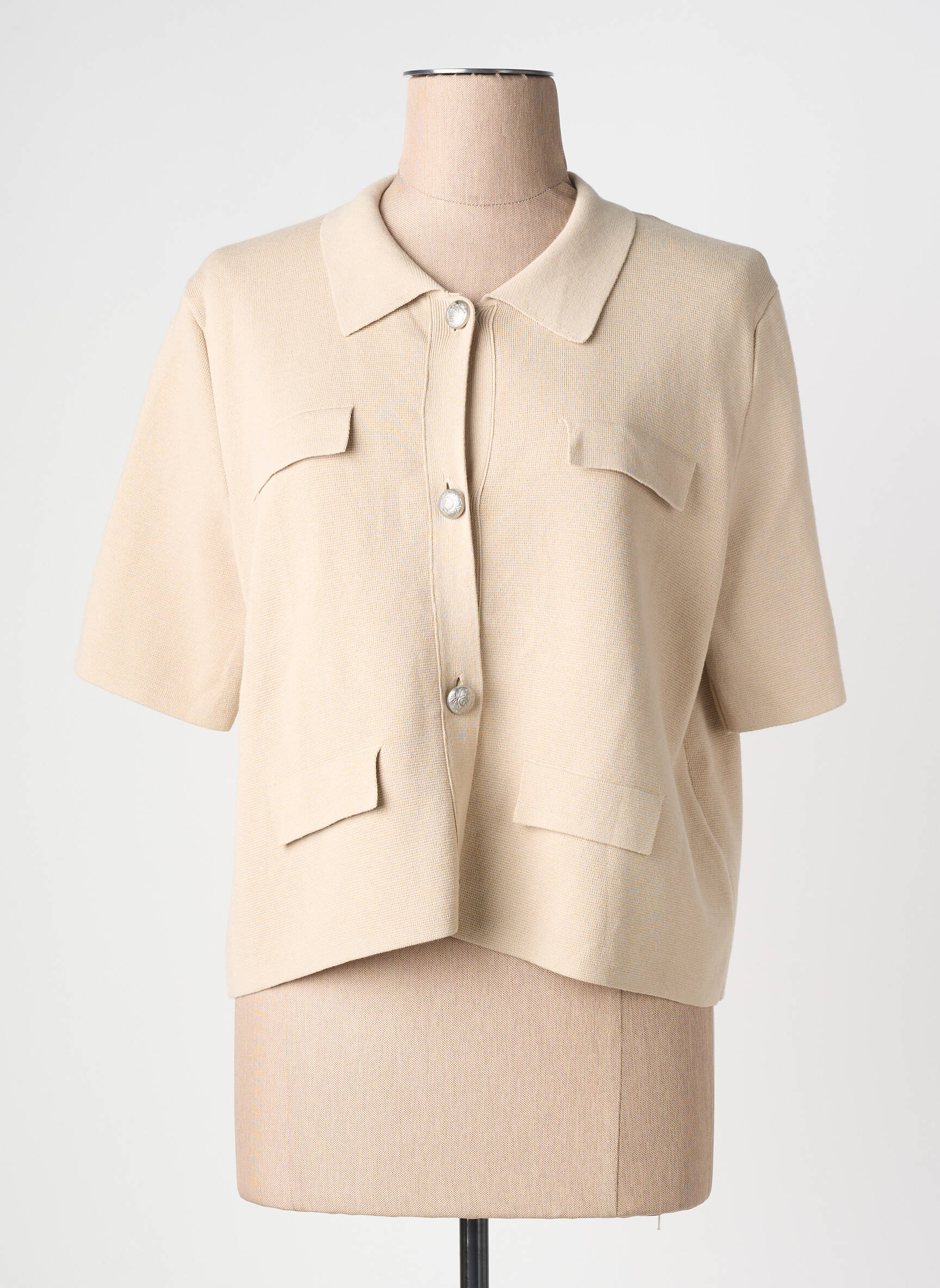 Gilet manches courtes coupe cintrée beige IKKS femme