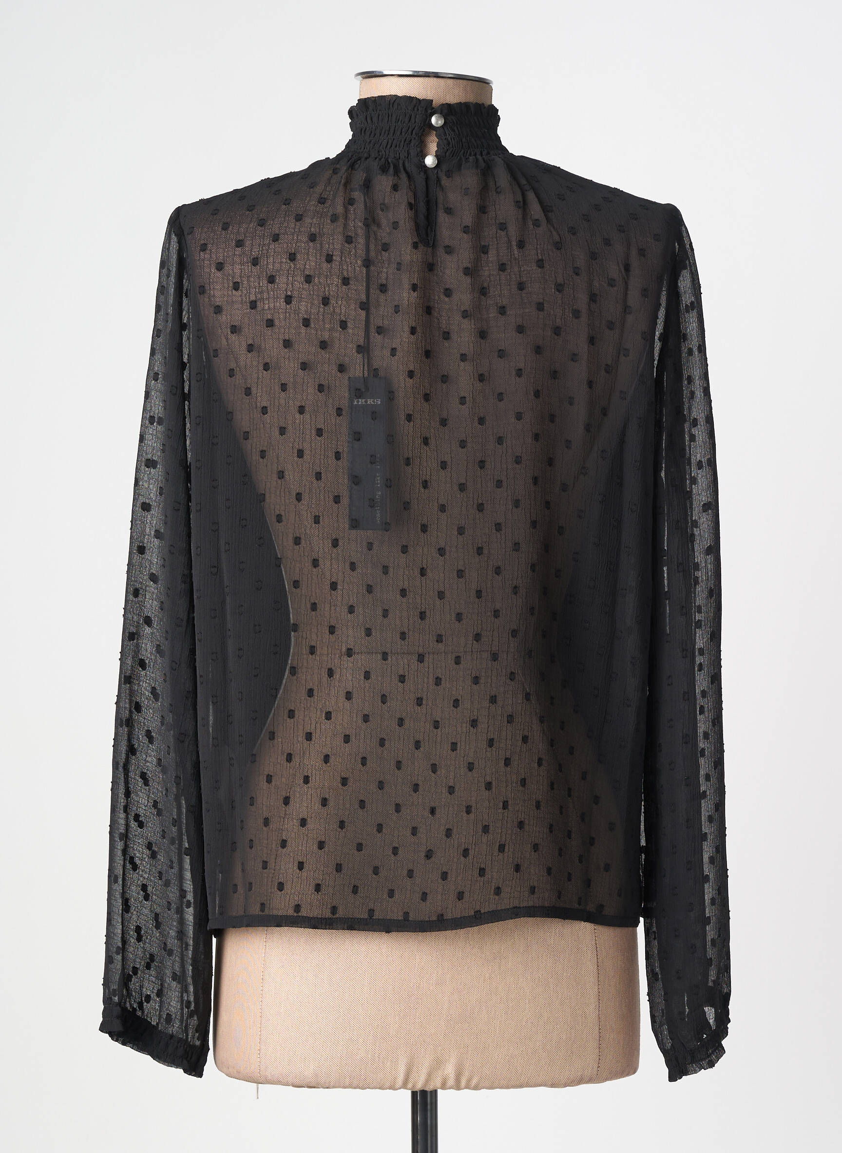 Blouse légère et transparente manches longues noir IKKS femme