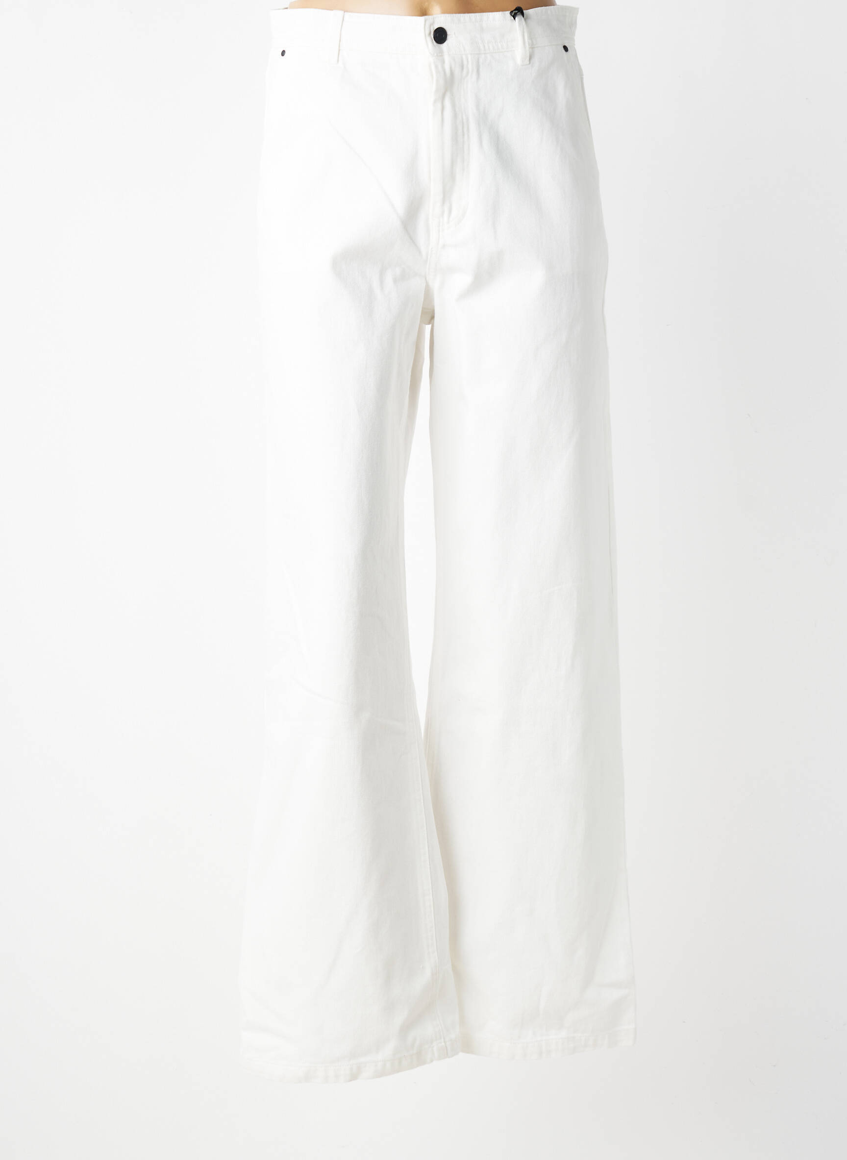 Jeans coupe large tissage brut taille haute blanc IKKS femme