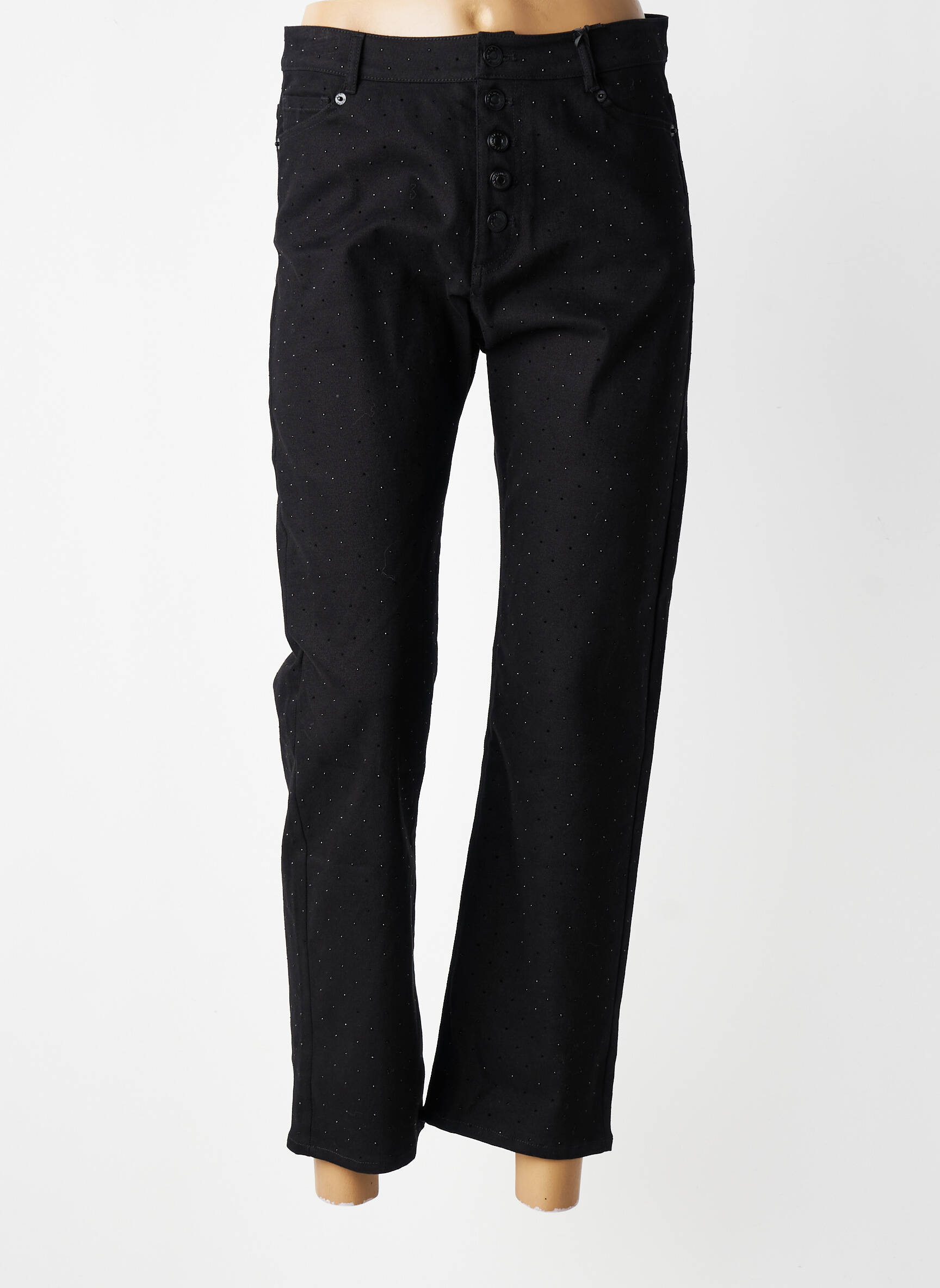 Jeans coupe slim taille haute taille haute noir IKKS femme